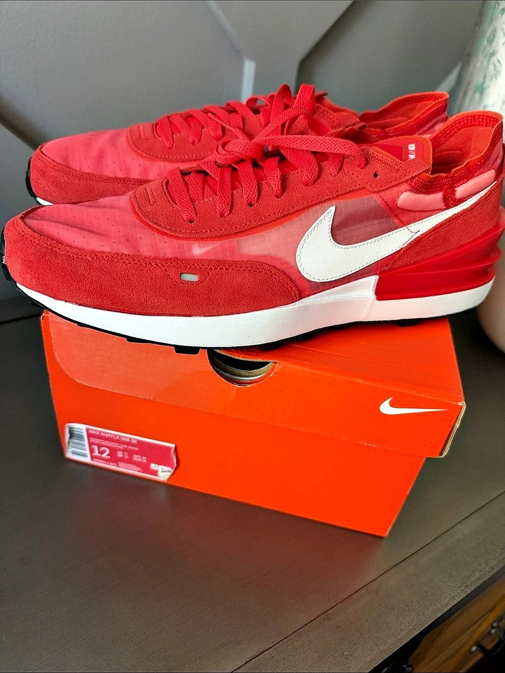 Nike Waffle One Active Red Sneakers Red & White US 12